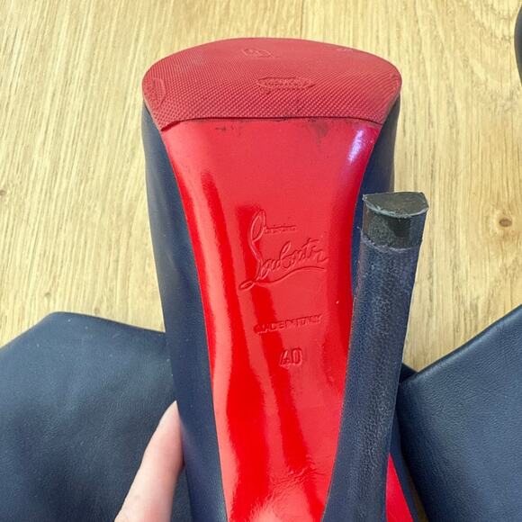 Christian Louboutin Stiletto Boots Sempre Monica Size 40 Navy Blue Red - Picture 5 of 6